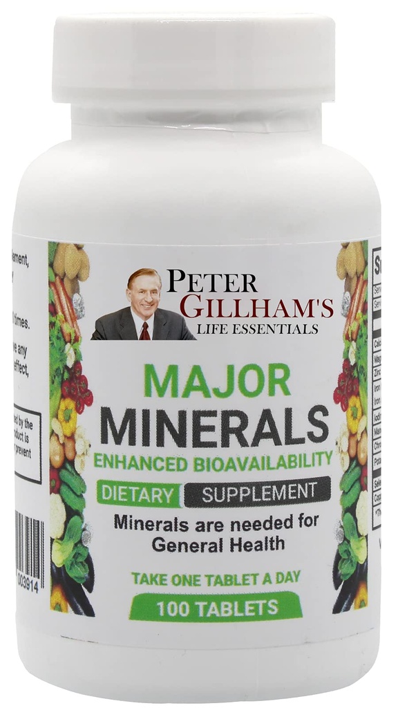 Stora mineraler 100 tabletter, ingen oxid! Easy to Digest Multimineral, Balanced for Men & Woman Bone & Immune System Support med järn och kalium byPeter Gillhams livsvikt