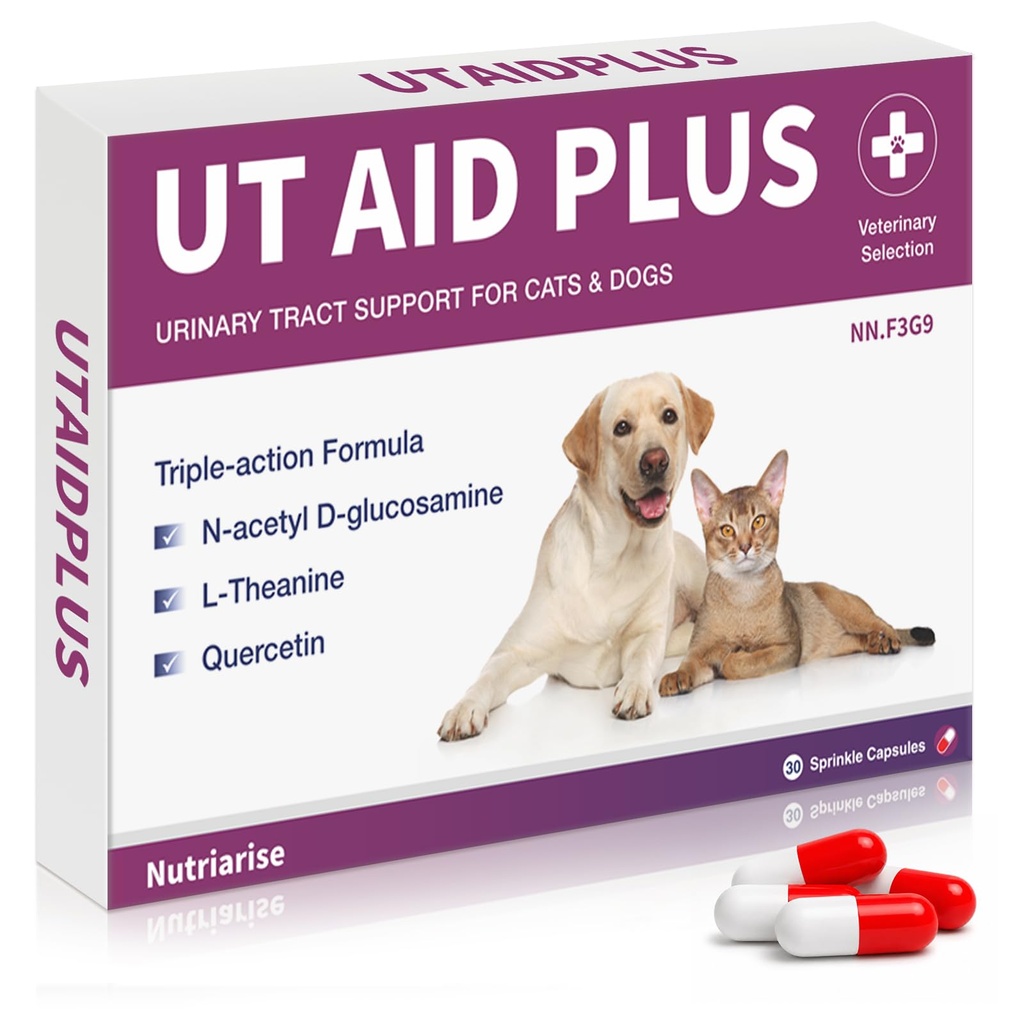 Naturlig UTI-behandling för katter och hundar - Antibiotisk-fri Urinary Tract Infection Support Supplement - Bladder & Kidney Health - Incontinence Prevention - 30 kapslar