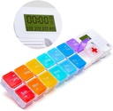 7 Day Medicine Pill Organizer, 4 påminnelselarm, högt ljud, 14 stora kompartement, stor skärm, fuktbevis, resor varje vecka / dag Pill Box / Organizer / Case / Container / Dispenser, AM / PM 2 gånger om dagen