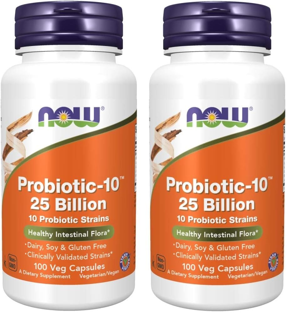 Nu livsmedel Probiotic-10 25 miljarder, 100 greve (Pack of 2)