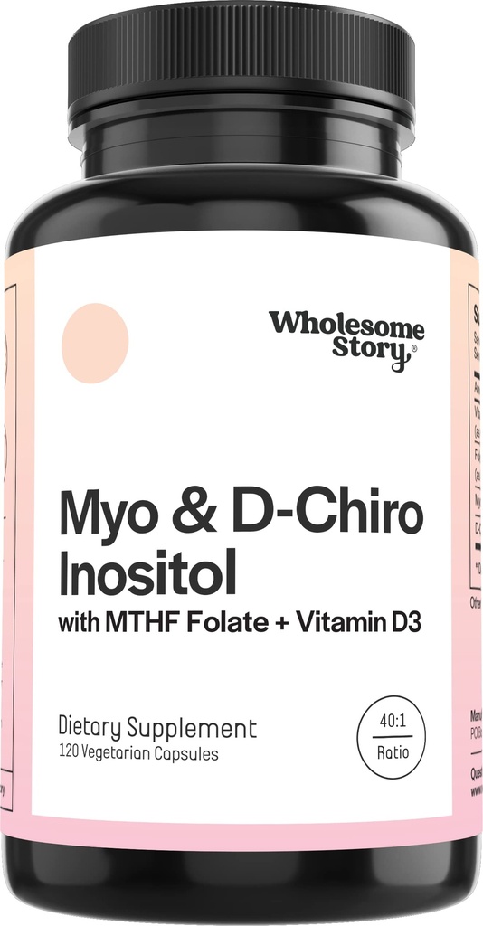 Myo-Inositol & D-Chiro Inositol Capsules med MTHF, Folate, Vitamin D| Stöd för Ovarian Function, Hormone Balance, & Homocysteine Levels | Fertilitetstillägg för kvinnor | 40:1 Ratio