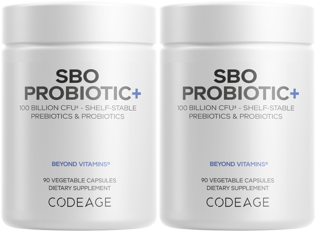 Codeage SBO Probiotics, 100 Billion CFUs Per Serving, Multi Strain Soil Based Organisms Blend and Organic Fermented Botanical Blend, Shelf-Stable - 2 Pack