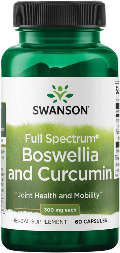 Swanson Full Spectrum Boswellia och Curcumin 60 Capsules (Packing May Vary)