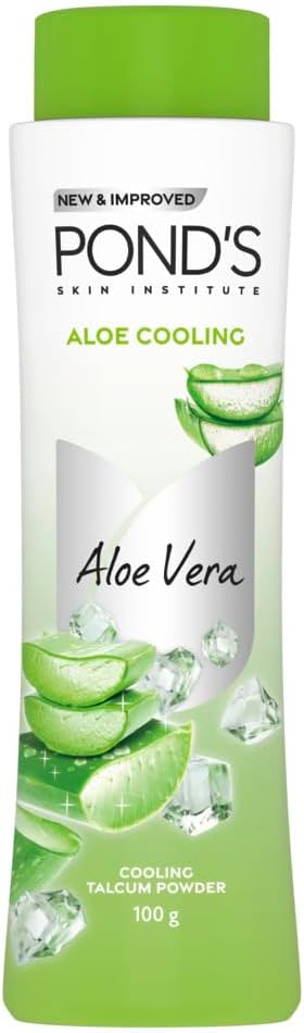 POND'S Aloe Cooling Powder, 100g, för Instant Cooling and Refreshing Relief på sommaren, med 100% Aloe Extract, 3X Cooling Effect, långvarig doft