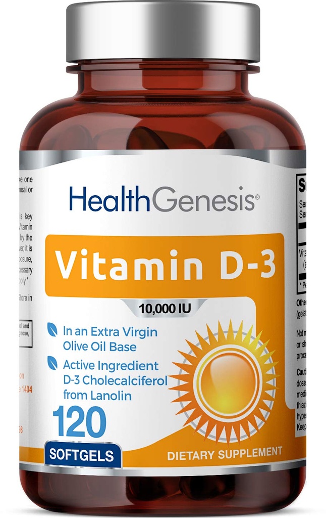 Vitamin D-3 10000 IE 120 Softgels - Hög styrka i extra jungfruolja Non-GMO Soy-Free stöder starka ben immunhälsa