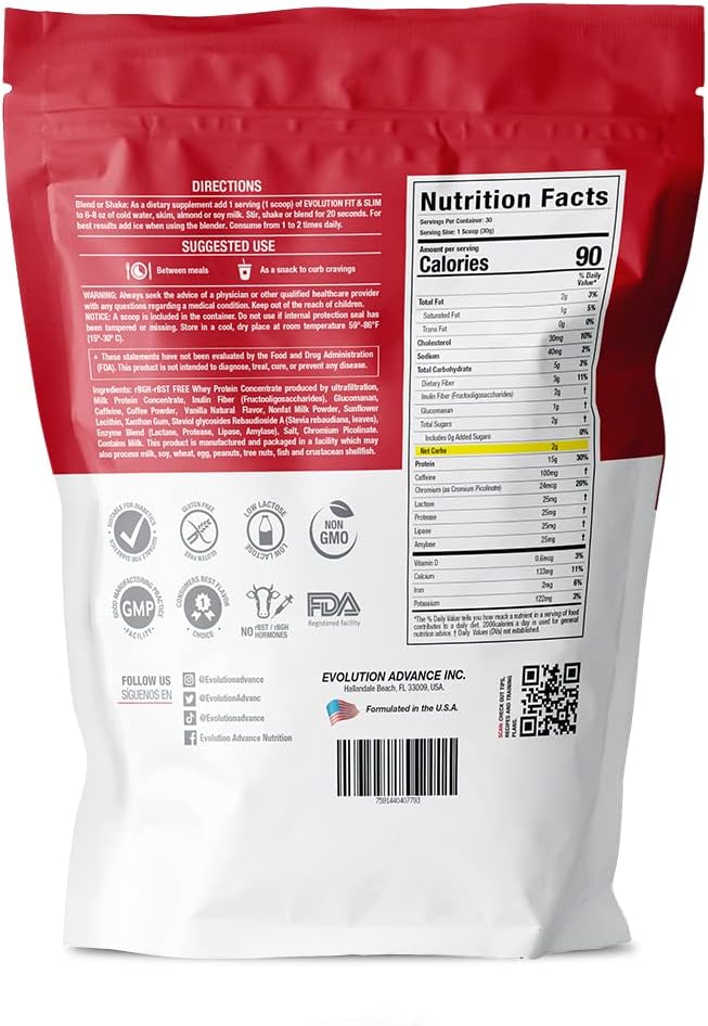 Evolution Advance Nutrition Fit & Slim Blend - Grass-Fed Whey Protein Powder för enkel matsmältning, Keto-Approved, Non-GMO, Stevia Sweetened, Natural Flavor - 2 pund (Frappullicious Coffee)