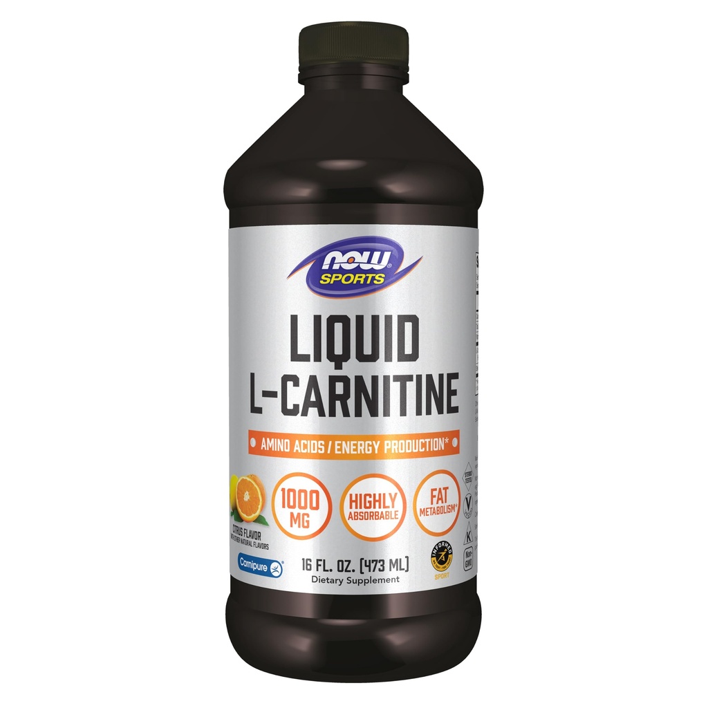NOW Foods Sports Nutrition, L-Carnitine Liquid 1000 mg, Högt Absorbable, Citrus, 16-Ounce