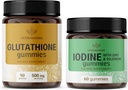 HERBAMAMA Glutathione och Iodine Kit - Bundle på 500 mg Reducerad L-Glutathione & Potassium Iodine Gummies - Vegan, Non-GMO, Gelatin-Free - 2 Pack