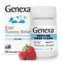 Genexa Kids' Clean Dye Free Tummy Relief | Heartburn, Acid Indigestion, Sour Stomach Chewable Antacid | 0% Artificial Additives, Children's Calcium Carbonate, Organic Berry Flavor, 30ct