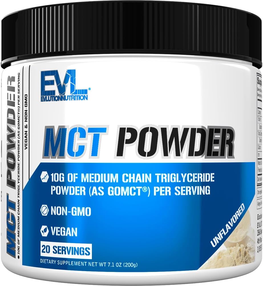 Evlution Nutrition MCT Powder - Keto Supplement - MCT Oil Powder - 10G Medium Chain Triglycerides - Brain & Body Energy Drink - Fatty Acid Supplement - Vegan & Non-GMO - 20 portioner - Osmakad