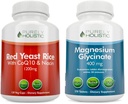 Rent Holistic Red Yeast Rice 1200mg med CoQ10 & Niacin + Magnesium Glycinate 400mg - 120 kapslar + 270 tabletter - Made in USA