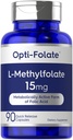 Carlyle L Methylfolate 15mg | 90 kapslar | Max Potency | Optimerad och aktiverad | Non-GMO, Gluten Free | Methyl Folate, 5-MTHF | av Opti-Folate