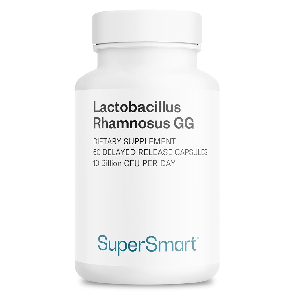 Supersmart Lactobacillus Rhamnosus GG 10 Billion CFU per dag (LGG Probiotic med Inulin) - L. Rhamnosus Supplement | Non-GMO & Gluten Free - 60 DR kapslar