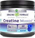 Fantastiska formler Micronized Creatine Monohydrate Powder Supplement | 5000 mg Per Servering | Ideal Pre & Post Workout Supplement | Tillverkad i USA (12,6 Oz | Blå Rasbperry, Blå Raspberry)