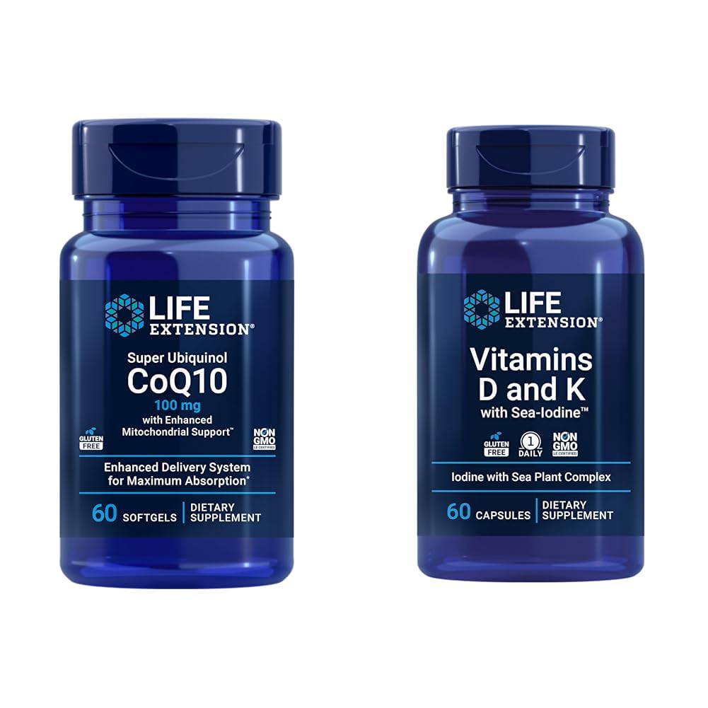 Life Extension Super Ubiquinol CoQ10 med förbättrad Mitochondrial Support & Vitamins D och K med Sea-Iodine, Vitamin D3