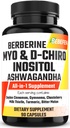 Myo-Inositol & D-Chiro Inositol Capsules med Ashwagandha, Berberine, Cinnamon, Gymnema, Chasteberry, Milk Thistle, Turmeric, Bitter Melon - 90 kapslar