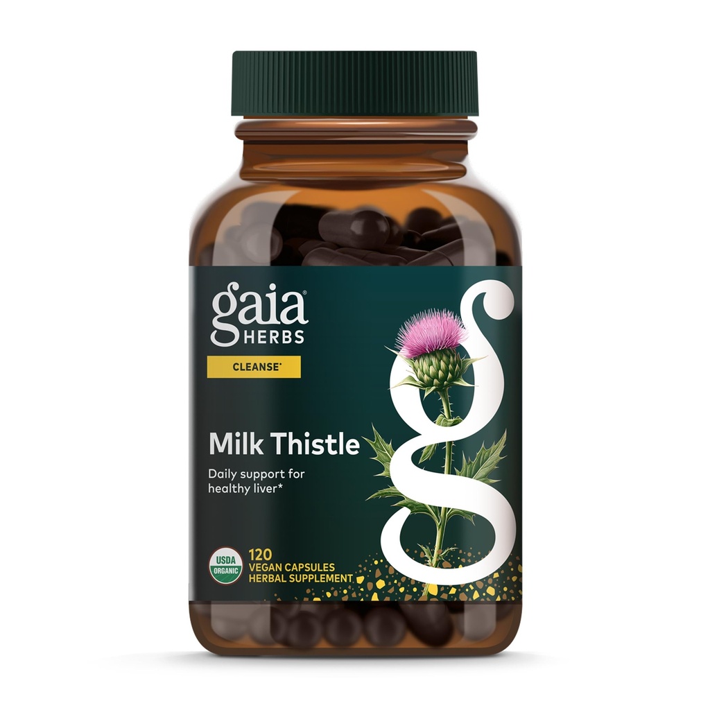 Gaia Herbs Milk Thistle - Lever Supplement & Cleanse Support för att hjälpa till att upprätthålla hälsosam leverfunktion * - 120 Vegan kapslar (40-dagars leverans)