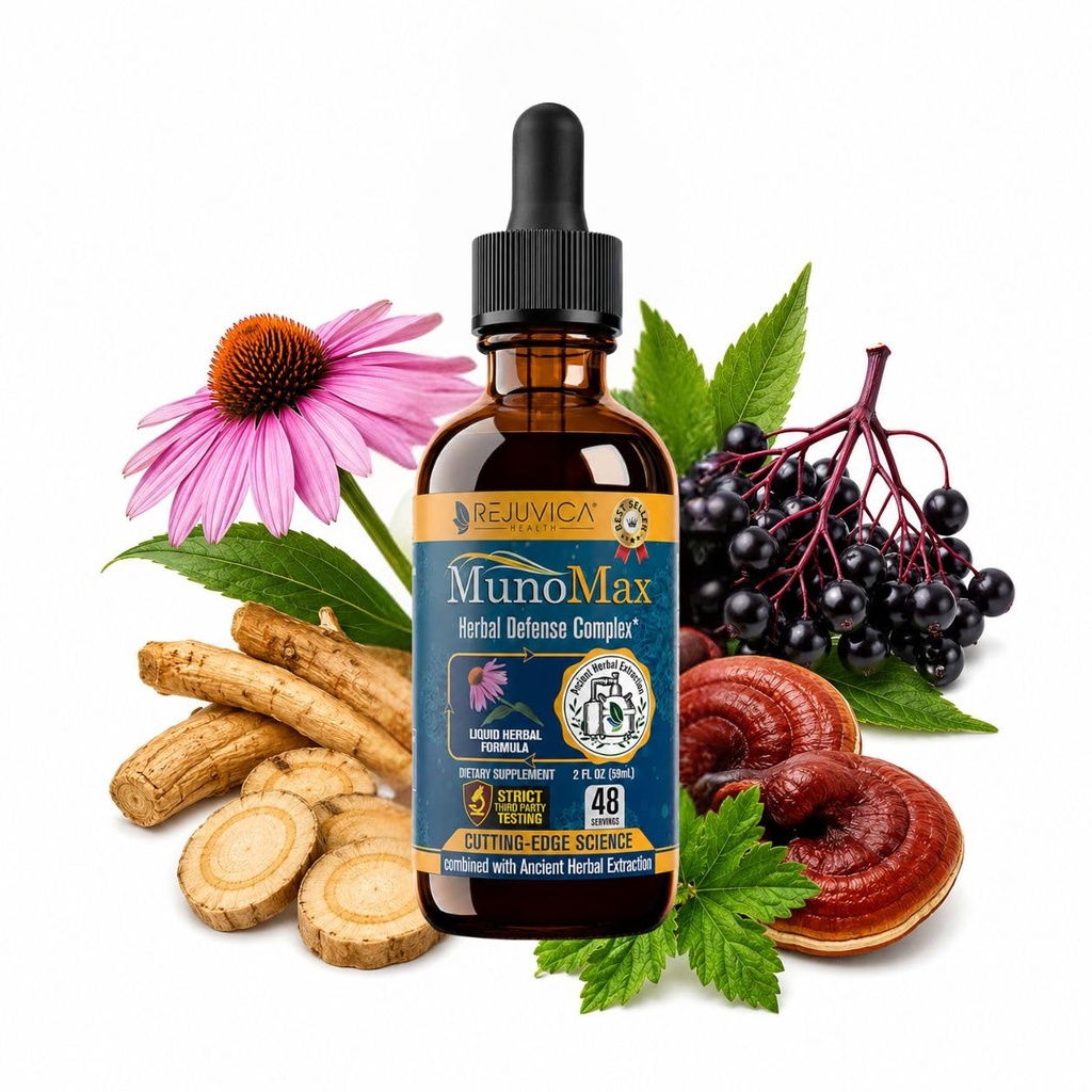 MunoMax - Avancerad Immune Support Supplement - Liquid Delivery för bättre Absorption - Echinacea, Astragalus, Reishi, Goldenseal, Elderberry & More!