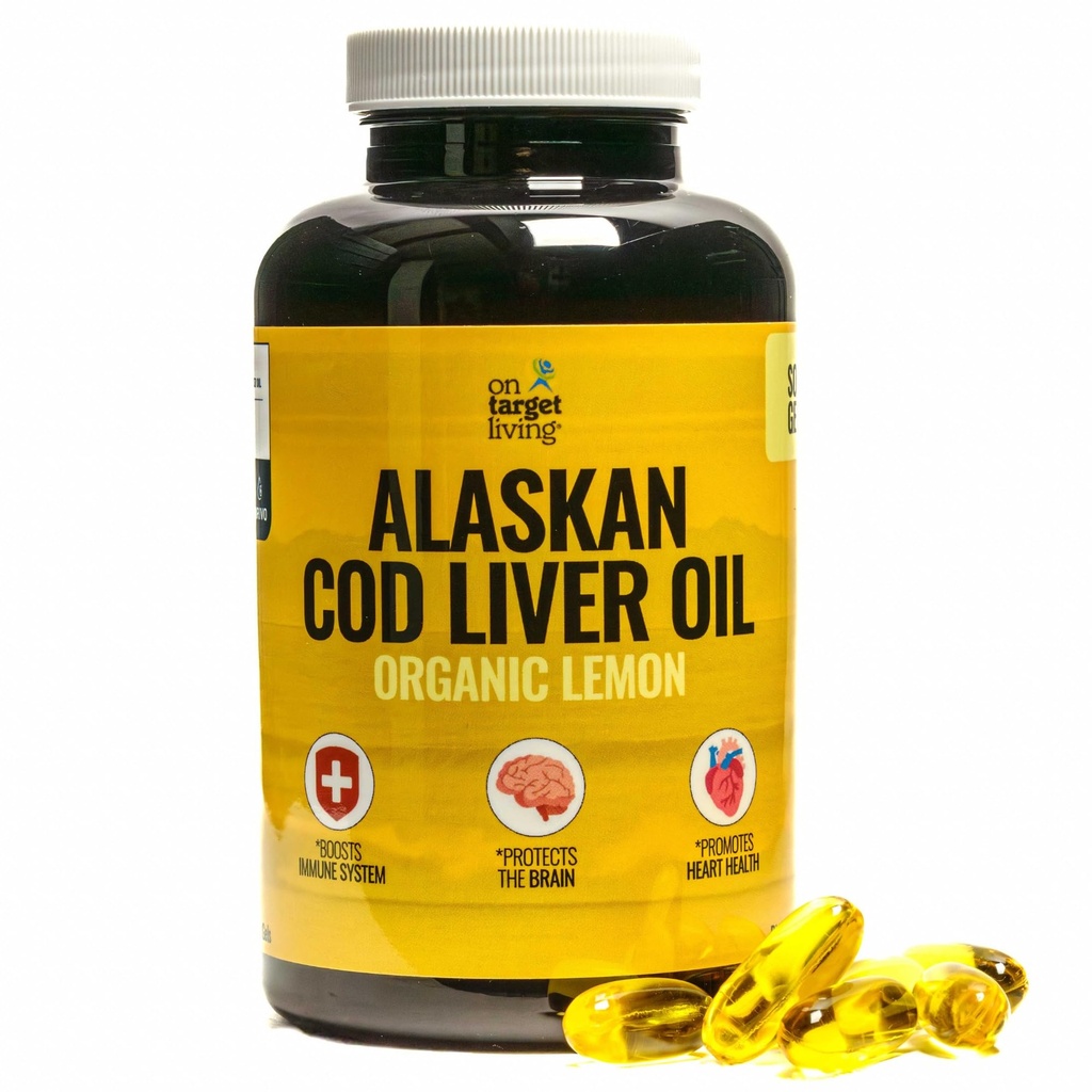 På Target Living Alaskan Cod Liver Oil 120 Soft Gels | Linje fångad i USA | Naturligtvis förekommer vitamin D | Rik i Omega 3 DHA / EPA