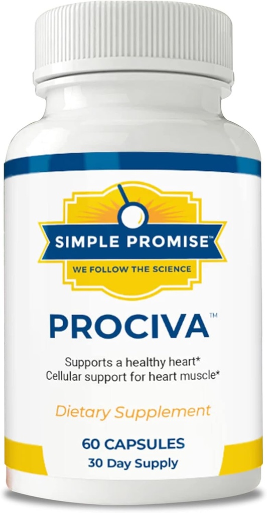 Simple Promise Prociva - Arjuna Bark Extract Heart Health Supplement with Folic Acid, Vitamin D & Magnesium - Herbal Blood Pressure Support & Healthy Heart Maintenance for Men & Women - 60 Capsules
