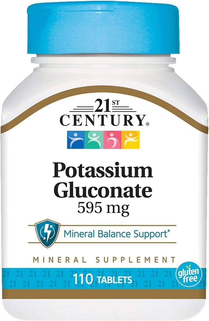 21st Century, kaliumglukonat, 595 mg, 110 tabletter