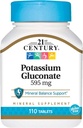 21st Century, kaliumglukonat, 595 mg, 110 tabletter
