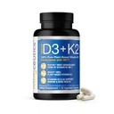Vitamin D3 K2 med MCT, 5000 IE Vegan D3 & 100 mcg MK7 K2, Stöd starka ben och immunhälsa - 30 kapslar (30 dagar leverans)