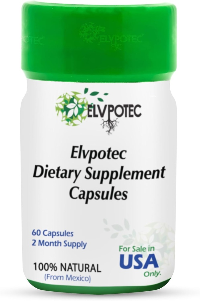 ELVPOTEC Mexican 60 Capsules 2 Month Supply från 100% naturliga ingredienser för din Body Gut och Colon Support | Made in Mexico