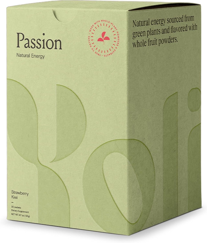 Yoli® Passion Energy Drink Powder Mix - Natural Energy Drink Mix för uthållighet och uthållighet, 30 Packets - Strawberry Kiwi Flavor
