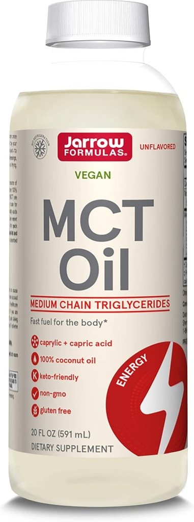 Jarrow Formulas MCT Olja, kosttillskott, ketogen diet stöd för snabb energi, 20 fl oz flytande olja, 39 dag leverans