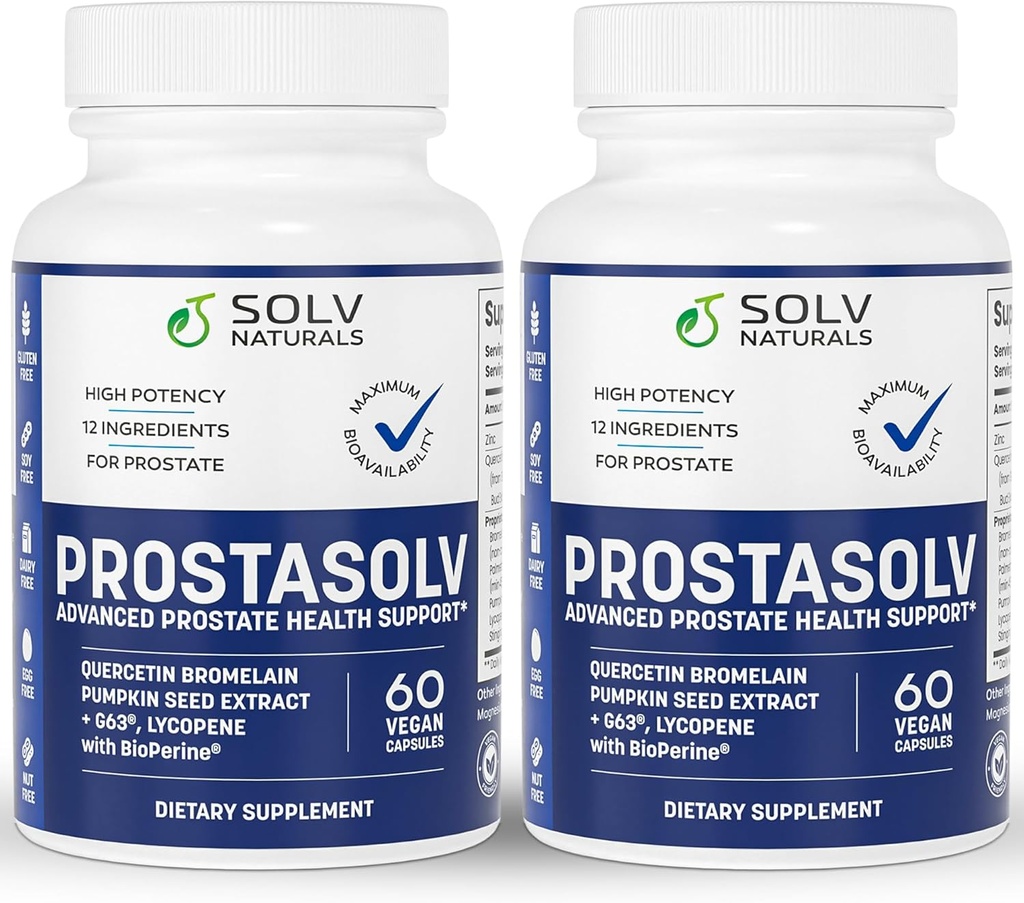 PROSTASOLV Advanced Prostatit | CPPS Supplement, Vegan Capsules, Quercetin Bromelain, Pumpkin Seed Extract, Lycopene, BioPerine för Pelvic Health (2)