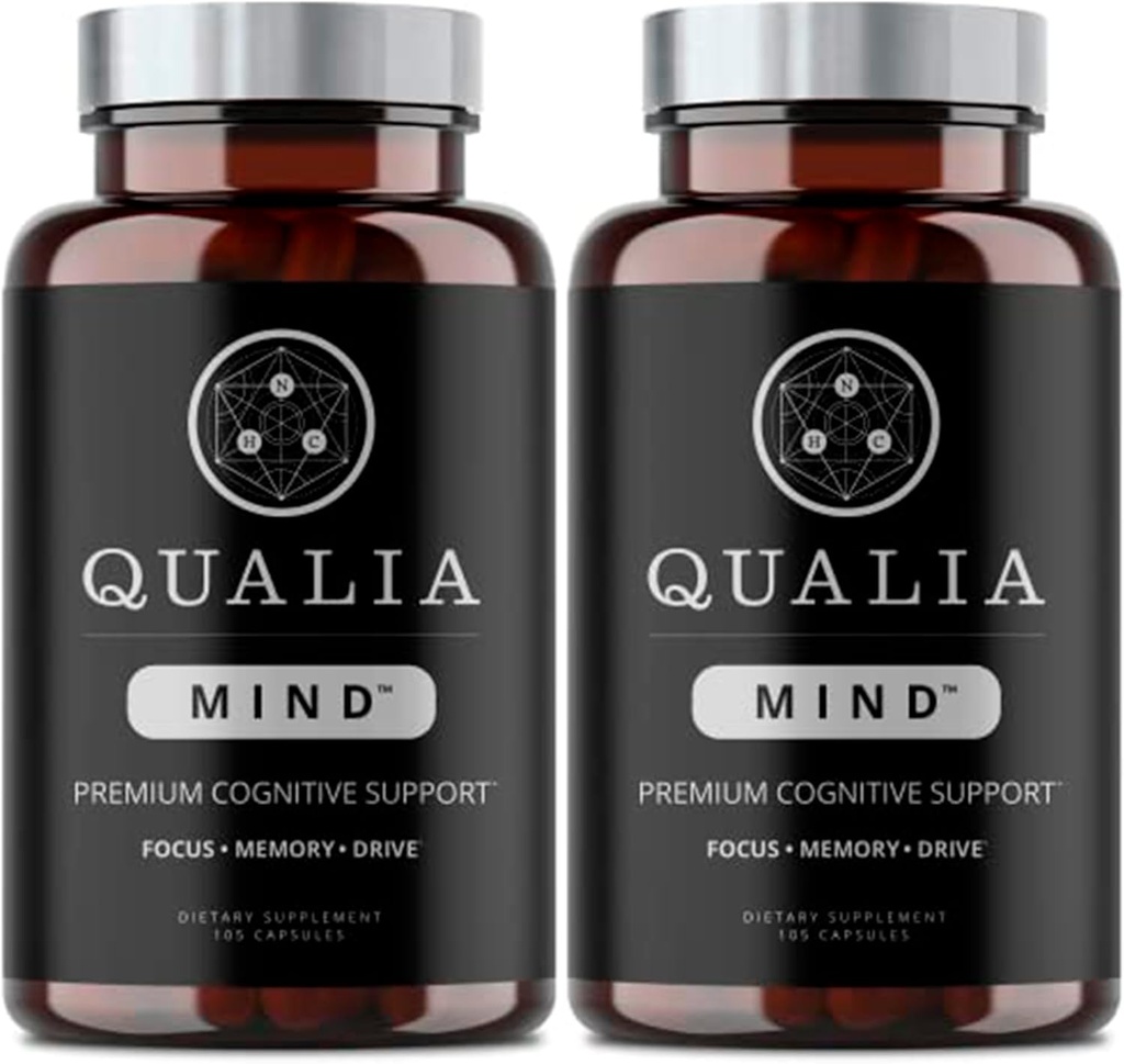 Qualia Mind Nootropics 105 ct 2-Pack | Top Brain Supplement för minne, fokus, mental energi och koncentration med Ginkgo biloba, Alpha GPC, Bacopa monnieri, DHA & More, (6 veckors leverans)