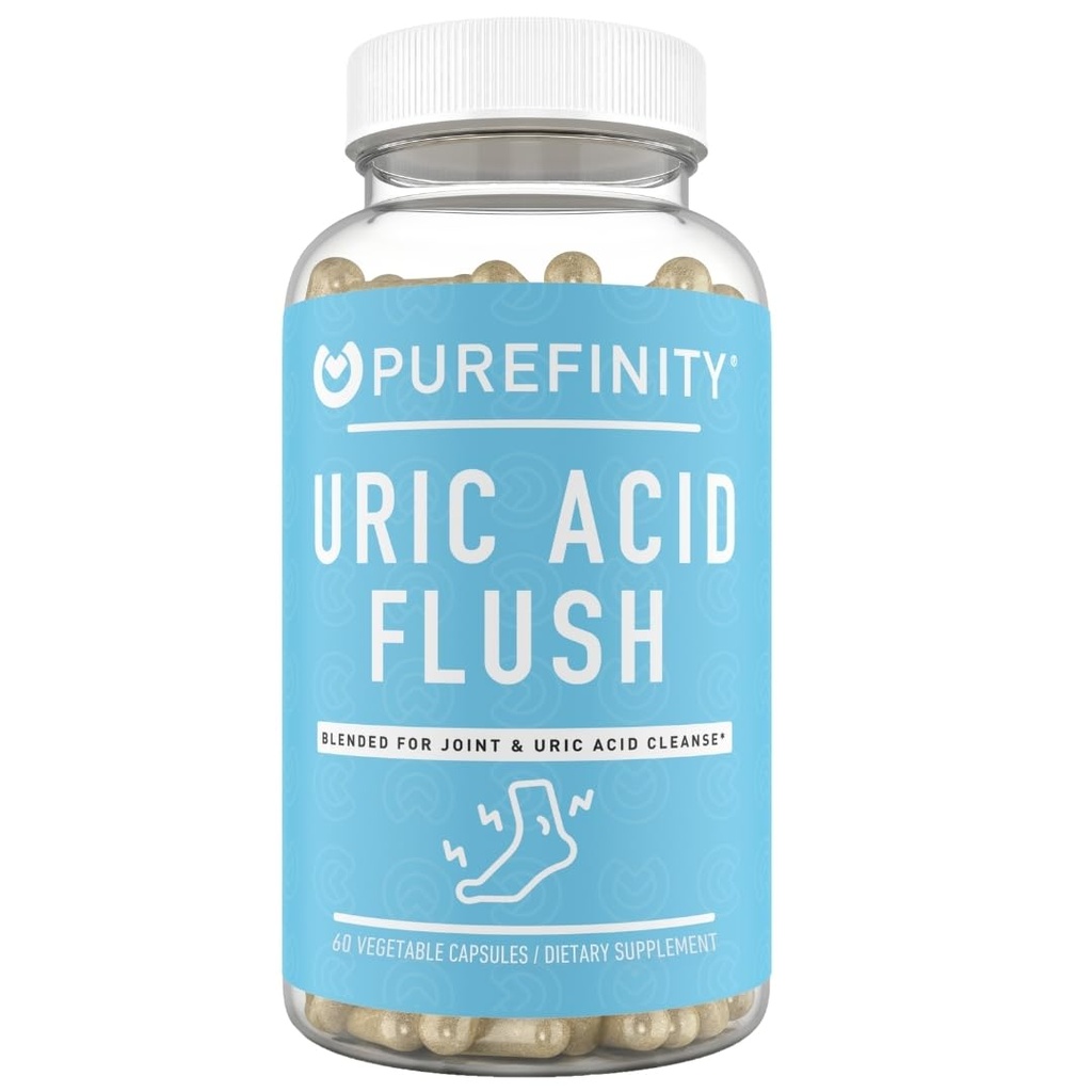 PUREFINITY Uric Acid Flush & Cleanse Capsules - Dagligt gemensamt stöd för vuxna med Tart Cherry Extract, gurkmeja, Celery Seed, Chanca Piedra och Bromelain (30 greve)