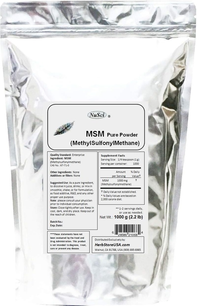 MSM (Methylsulfonylmetan) Pure Powder (1000 Grams (2,2 lb))