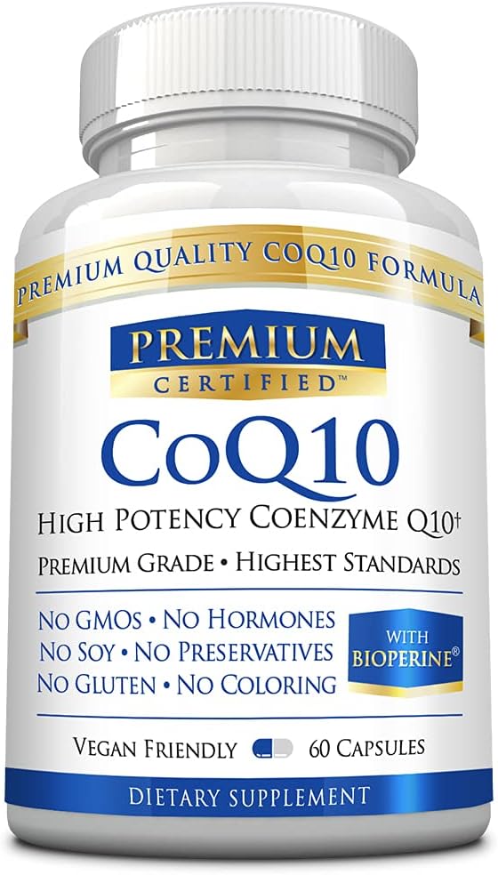 CoQ10 - Coenzyme Q10 300mg med MCT Oil och Piperine - Snabb Absorption - Öka antioxidantnivåer, förbättra energi, stöd Cardio och fertilitet - 60 kapslar - Vegan Friendly
