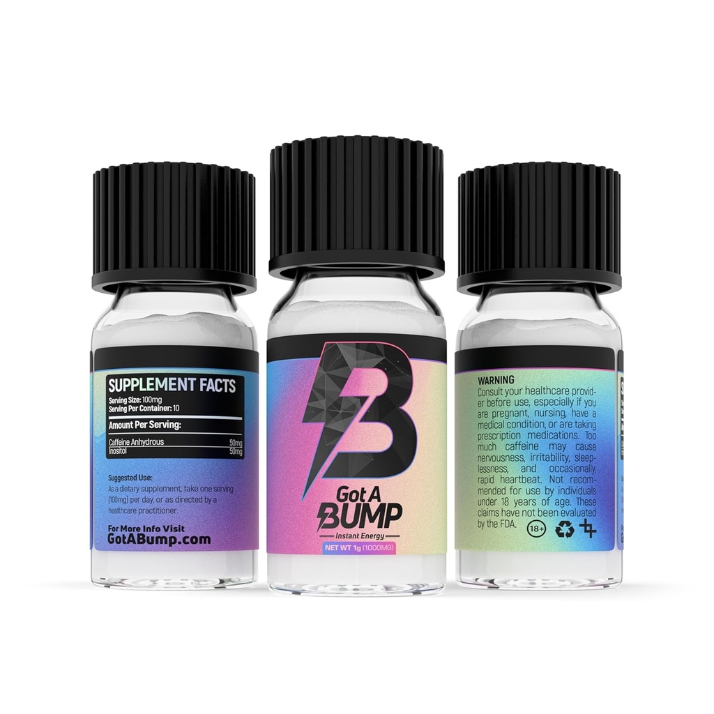 GotABUMP.com fick en BumpTM - 1g Container (500mg koffein per vial) (30-pack)