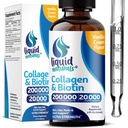 Liquid Collagen och Biotin, 2 Fl. Oz, Ultra-Strength Collagen Peptides för kvinnor, tredjepartstestade Biotin för hårväxtkvinnor, naglar och hudvitaminer B7 Collageno Peptides - Vanilla Flavor