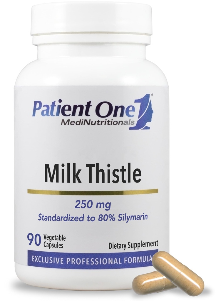 Patient One Milk Thistle Extract 250mg | Tillskott för att stödja hälsosam leverfunktion * | Standardiserad till 80% Silymarin | 90 kapslar