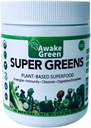 Awake Green - Super Greens - Superfood Powder - USDA Organic Non-GMO Vegan Supplement - för Digestive & Bloating Relief - 20 + Whole Foods (Spirulina, Wheat Grass, Barley), Probiotika, Fiber & Enzymes