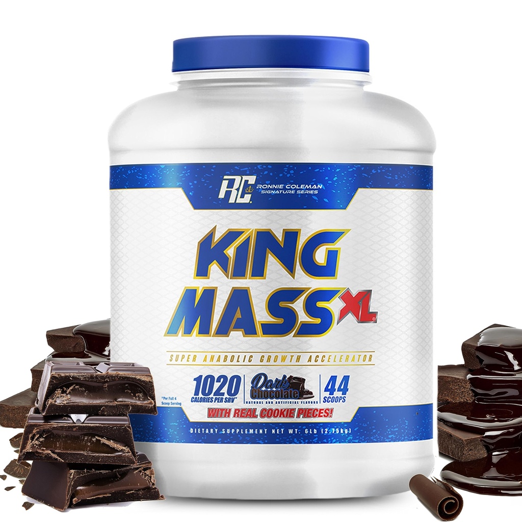Ronnie Coleman Signature Series King Mass XL Protein Powder, Vikt och Muscle Gainer, 60g Protein, 180g kolhydrater, 1000 + Kalorier Per Servering, Kreatin och Glutamin, Choklad, 6 lb
