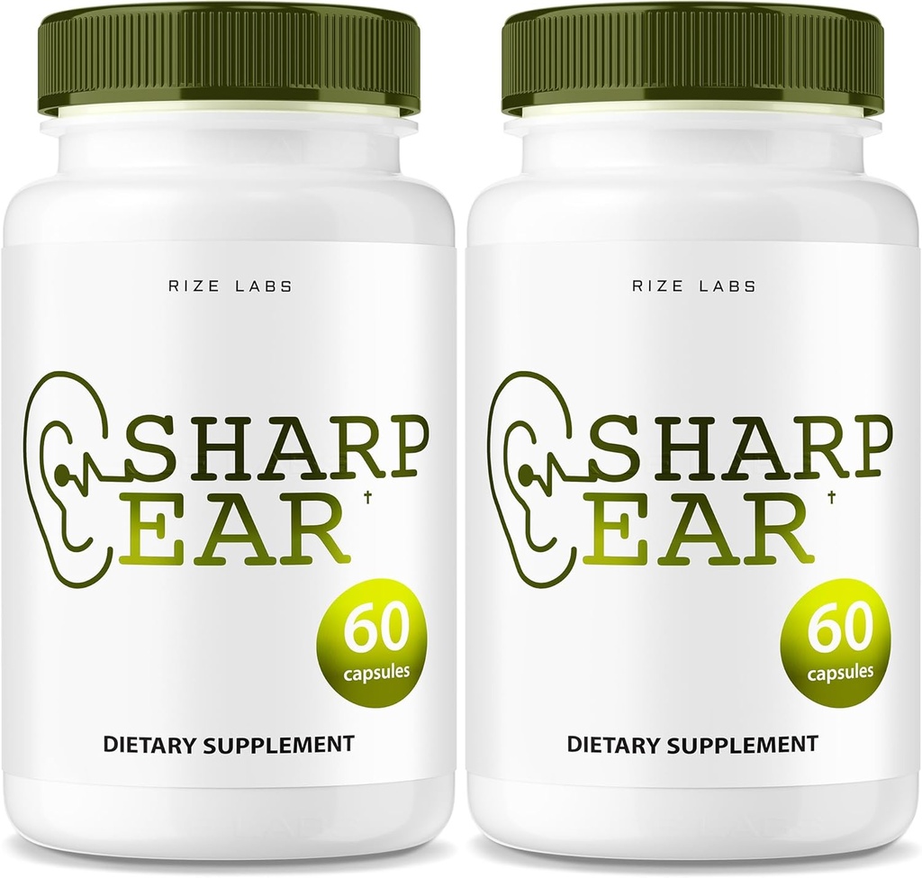 Rize labs Sharp Ear Capsules, Sharp Ear Pills for Clear Hearing, Sharp Ear Supplement för att återställa hörselhälsa, Sharp Ear Advanced Formel Maximal Styrka (120 kapslar) (Pack of 2)