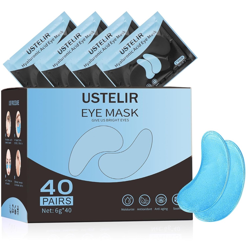 Under Eye Patches, 40 Pairs Eye Mask for Dark Circles, Puffy Eyes, Undereye Bags,Wrinkles,Eye Mask Patches with Hyaluronic Acid, Eye Treatment Skin Care for Men & Women Gift