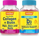 WellYeah Collagen + Biotin + Vitamin D3 5 000 IE Sugar Free, Gummies Bundle - Great Tasting, Vitamin Supplement, Gluten Free, GMO Free, Chewable Gummy