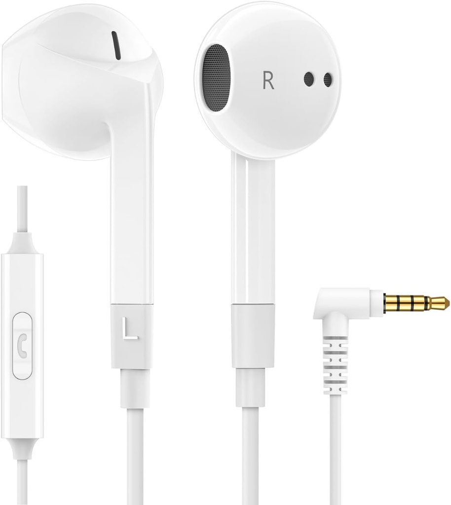 LUDOS FEROX Wired Earbuds in-Ear Headphones, 5 Year Warranty, hörlurar med mikrofon, buller Isolation Corded för 3,5 mm Jack Ear Buds för iPhone, Samsung, dator, Laptop, barn, skolelever