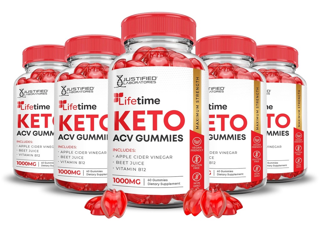 (5 Pack) Livstid Keto ACV Gummies Avancerad Formel 1000MG Livstid Keto Gummies Apple Cider Vinegar Formulerad med Pomegranat Beet Juice Powder B12 Vegan Ingen GMO 300 Gummys