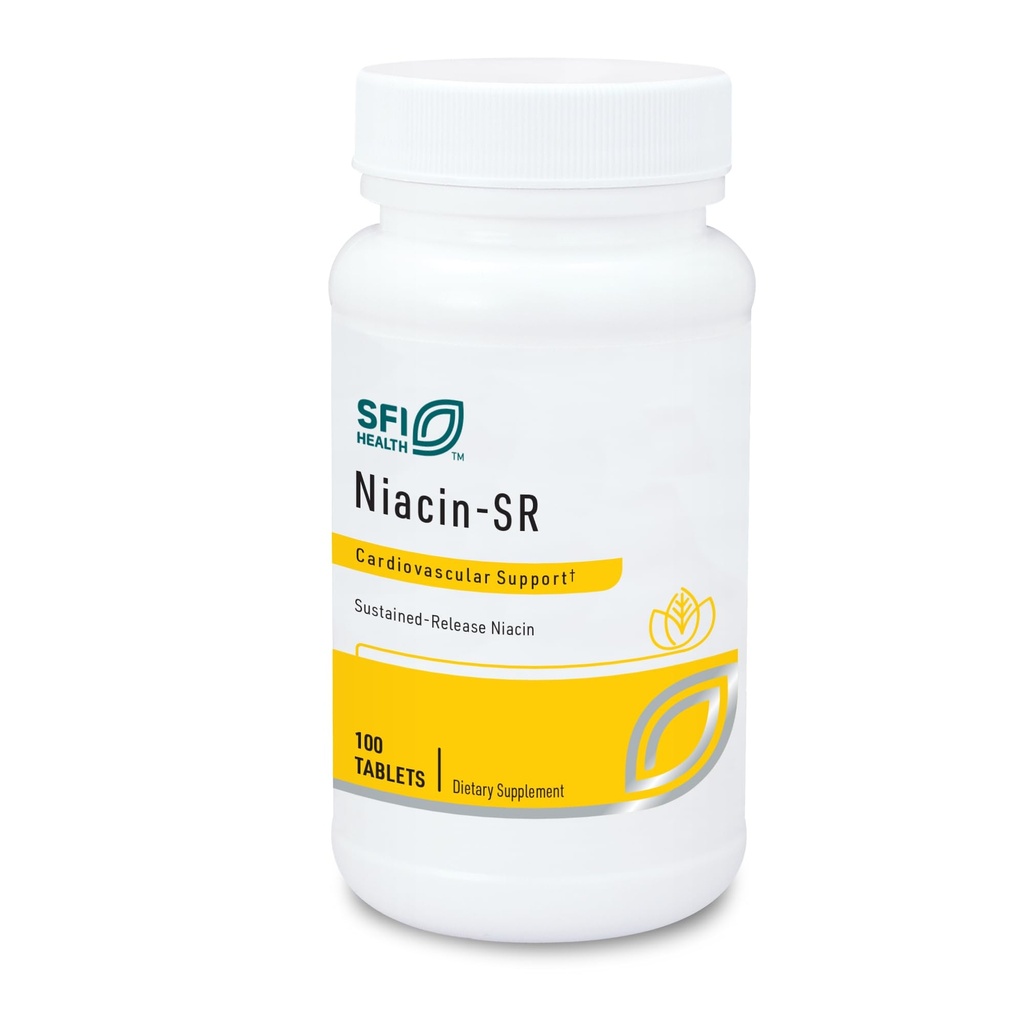 Klaire Labs SFI Health Niacin-SR - 500 Milligram Sustained Release Essential Vitamin B3 för att hjälpa till att undvika flush, justerbar dos och hypoallergen (100 poäng tabletter)