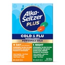 Alka-Seltzer Plus Power Max Cold & Flu Day+Night Medicine: Cough Suppressant, Cold och Flu Medicine för vuxna och barn 12 år och äldre, 36 greve, förpackning kan variera