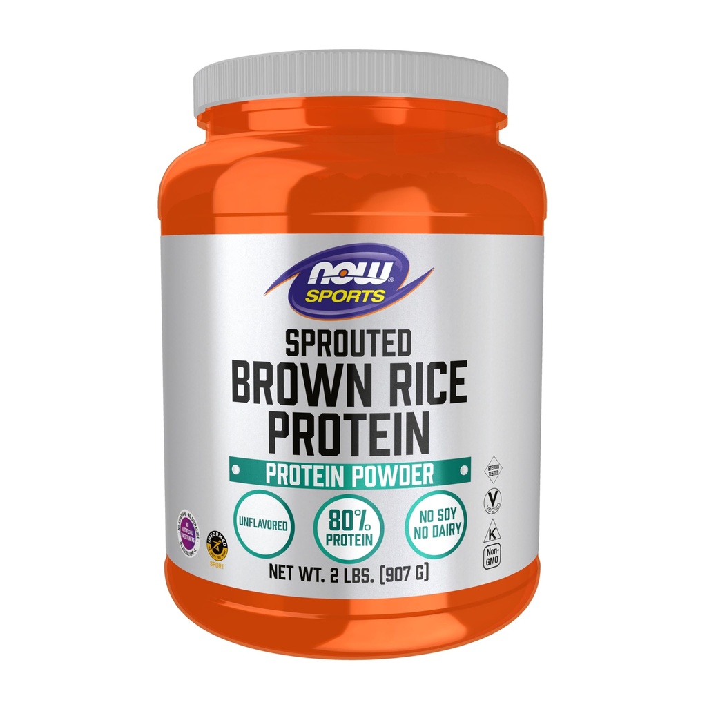 Nu Foods Sports Nutrition, Sprouted Brown Rice Protein, 80% Protein, Unflavored Powder, 2-pund