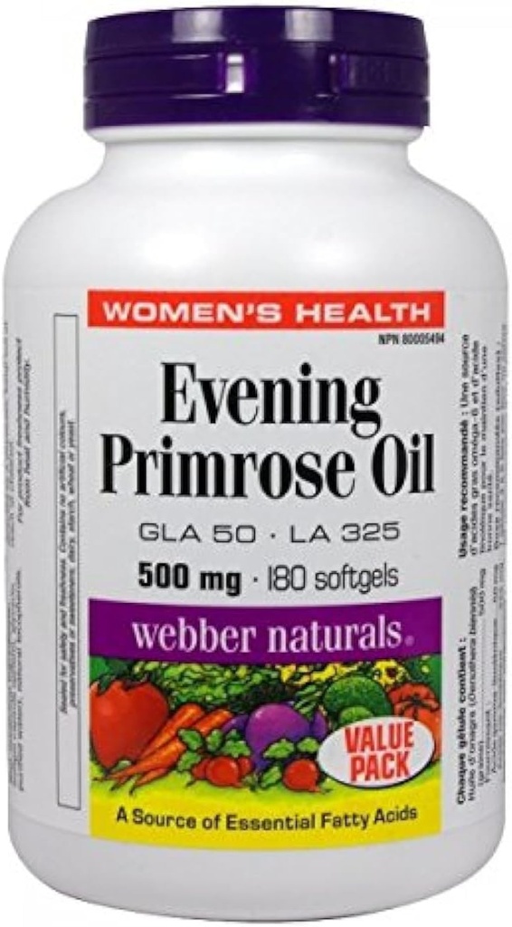 Webber Naturals Evening Primrose Oil 500mg 180 mjukgels