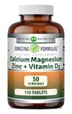 Fantastiska formler Calcium Magnesium Zinc + D3 Supplement | 150 tabletter | Icke-GMO | Glutenfri | Tillverkad i USA
